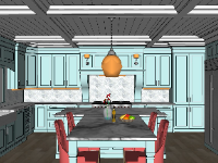 Model sketchup nội thất phòng bếp cực đẹp