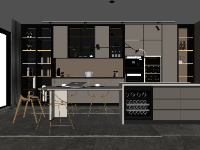 Model sketchup nội thất phòng bếp mở