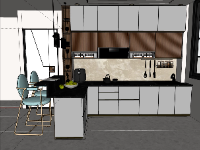 Model sketchup nội thất phòng bếp mới hiện đại