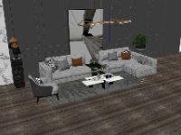 Model sketchup nội thất phòng khách 2021