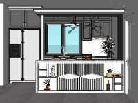 Model sketchup nội thất quầy bar gia đình