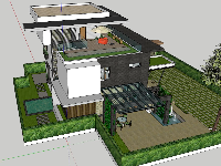 Model sketchup phối cảnh căn hộ villa 2 tầng 1 tum