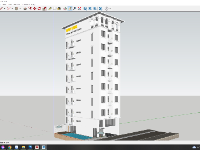 Model sketchup phối cảnh mặt tiền apartment 9 tầng 9x14.2m phong cách tân cổ điển