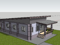 nhà cấp 4 phối cảnh,mẫu su nhà cấp 4,file sketchup nhà cấp hiện đại,mẫu nhà cấp 4 đơn giản