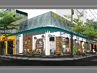 Model Sketchup phối cảnh quán cafe lô góc