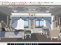 Phòng khách Sketchup,Model tân cổ điển,Model phòng khách tân cổ điển