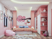 Model Sketchup Phòng ngủ màu hồng