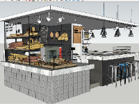 Model sketchup quầy bán bánh mì