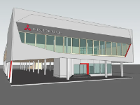 Model sketchup showroom ô tô mitsubishi đẹp