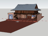 bao cảnh nhà sàn sketchup,thiết kế nhà sàn 3d,mẫu nhà sàn đẹp