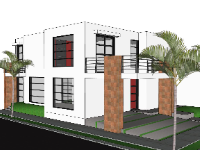 biệt thự 2 tầng,sketchup biệt thự,Model sketchup biệt thự,thiết kế biệt thự 2 tầng