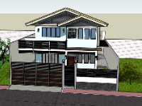 Model sketchup thiết kế biệt thự 2 tầng 3d