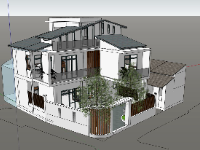 Model sketchup thiết kế biệt thự 2 tầng cao cấp