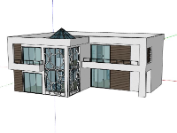 Model sketchup thiết kế biệt thự 2 tầng kích thước 16.3x13m