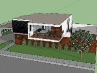 Model sketchup thiết kế biệt thự 2 tầng mới