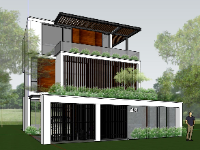 Model sketchup thiết kế biệt thự 3 tầng 10x10.7m