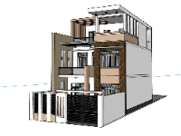 Model sketchup thiết kế biệt thự mái bằng 3 tầng 7.5x14.5m
