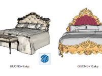 Model sketchup thiết kế giường cổ điển