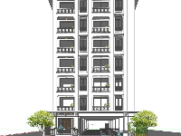 Model sketchup thiết kế khách sạn 7 tầng