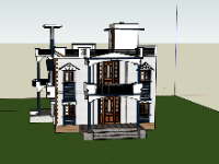 Model sketchup thiết kế mẫu biệt thự 2 tầng