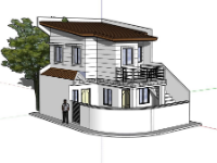 Model sketchup thiết kế nhà phố 2 tầng 5.3x7.3m