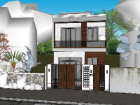 Model sketchup thiết kế nhà phố 2 tầng đẹp nhất