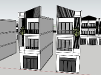 Model sketchup thiết kế nhà phố 3 tầng 5x21m