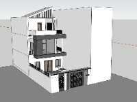 Model sketchup thiết kế nhà phố 3 tầng 7.5x21m