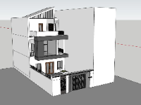 nhà phố 3 tầng,sketchup nhà phố 3 tầng,model su nhà phố 3 tầng