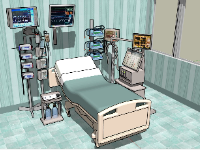 Model sketchup thiết kế nội thất phòng bệnh nhân