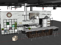 Model sketchup thiết kế nội thất phòng bếp 2d
