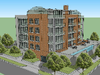 Model sketchup thiết kế phối cảnh chung cư 5 tầng