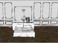 Model sketchup thiết kế phòng ngủ 3d đẹp