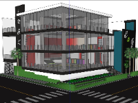 Model sketchup thiết kế quán bar 19x20m 3 tầng