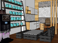 Model sketchup thiết kế showroom bán sơn