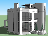 Model sketchup tòa nhà văn phòng 13x14m miễn phí