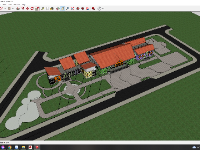 Model sketchup trường mầm non 2 tầng kích thước 116.3x28m