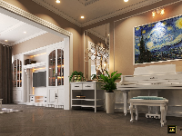 Model sketchup+vray phòng khách piano