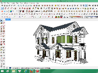 Model Sketchup Bao cảnh Biệt thự 2 tầng