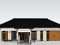 Model su biệt thự 1 tầng 18.7x10m file sketchup