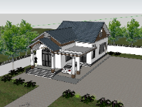 su biệt thự,sketchup biệt thự,biệt thự 1 tầng