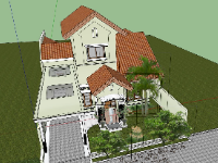 Model su biệt thự 2 tầng 20x10m