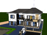 su biệt thự,sketchup biệt thự,su biệt thự 2 tầng,sketchup biệt thự hiện đại