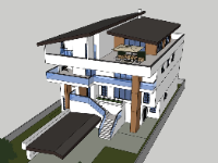 su biệt thự,sketchup biệt thự,su biệt thự 4 tầng,sketchup biệt thự 4 tầng