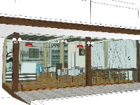 Model su cửa hàng cafe hiện đại tầng 1