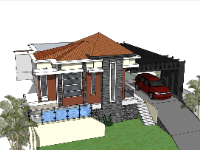 Model su mặt tiền villa 1 tầng đẹp