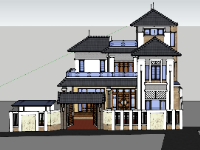 Biệt thự 2 tầng 1 tum Sketchup,File sketchup Biệt thự 2 tầng 1 tum,Model sketchup Biệt thự 2 tầng,Sketchup biệt thự 2 tầng 1 tum,3d sketchup biệt thự mái nhật,Model su biệt thự 13x16.5m