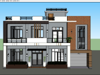 file su biệt thự 2 tầng,model su biệt thự,file sketchup biệt thư 2 tầng