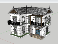 Model su nhà chữ L 2 tầng 6x13m