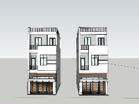 nhà phố 3 tầng,nhà lô phố 3 tầng,nhà phố 3 tầng sketchup,phối cảnh nhà lô phố